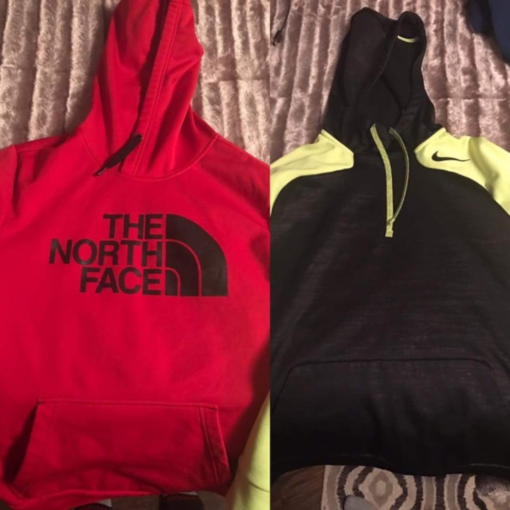 the north face and nike hoodies!!