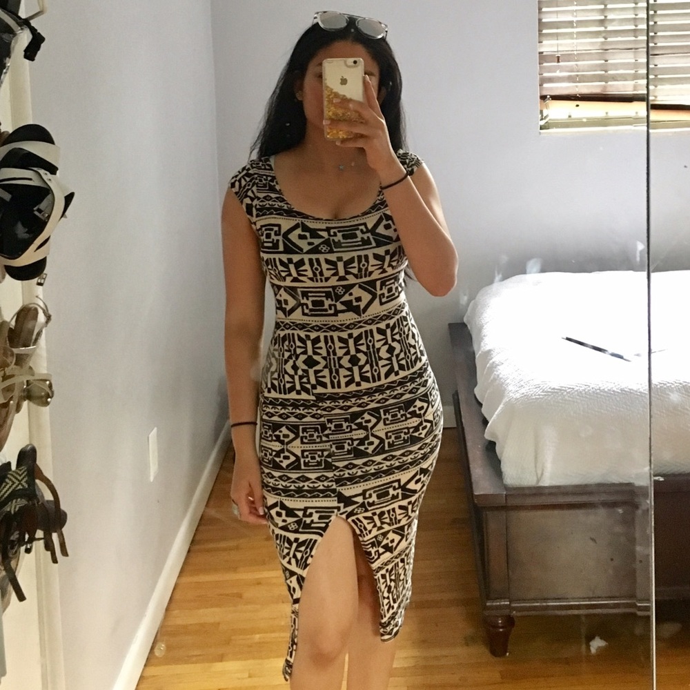 Tribal print skin tight dress