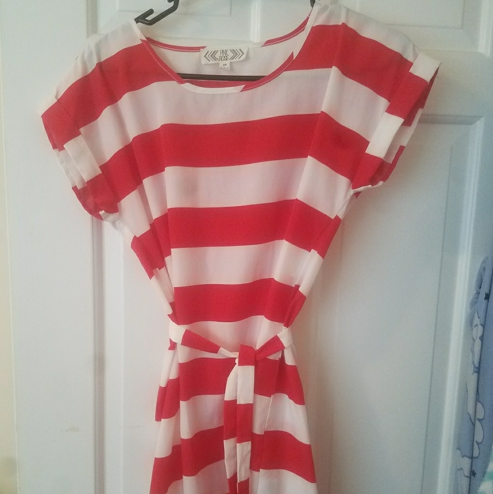 Red and white striped dress by pink rose size xs