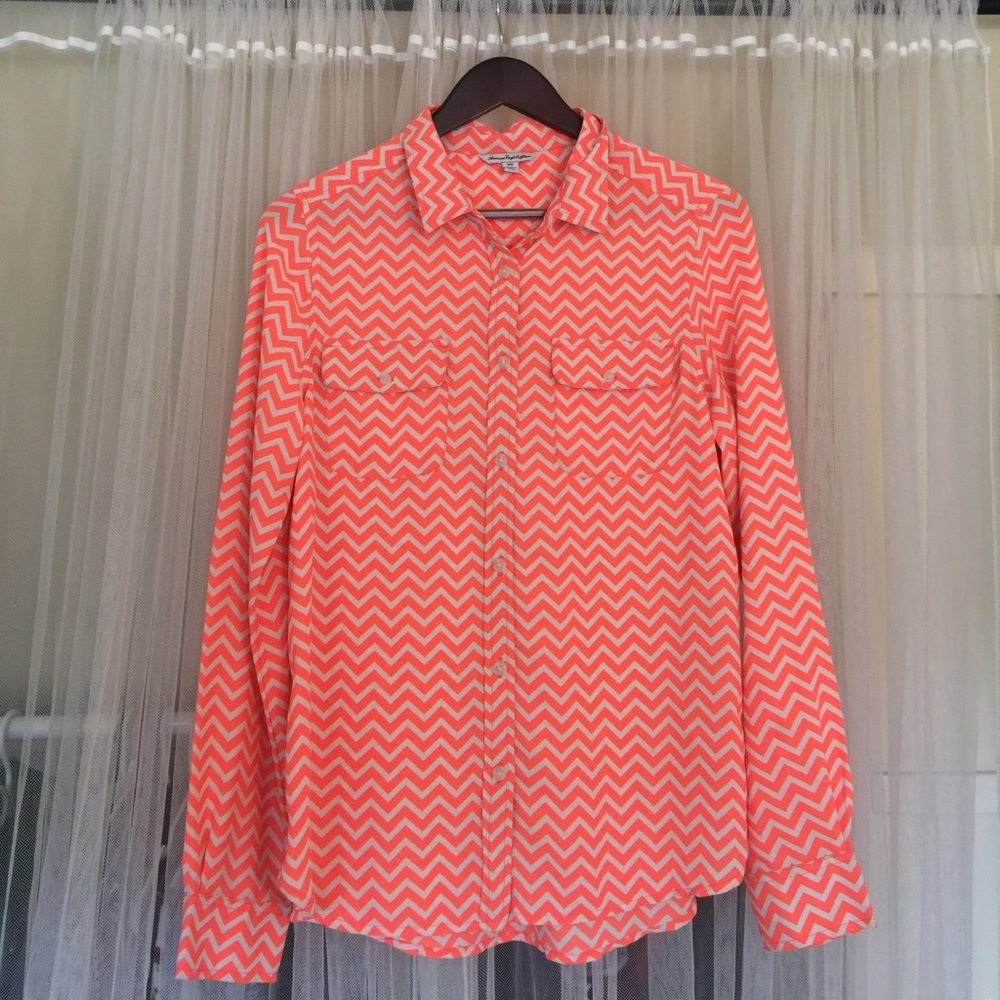 American Eagle Button-Down Chevron Top