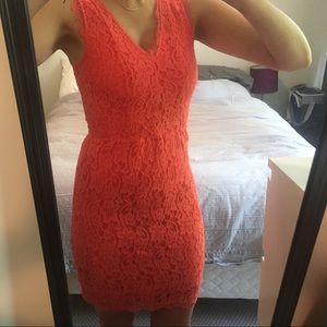 Aritzia Babaton orange lace dress