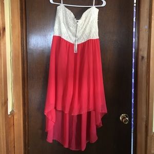 Great for summer, Hi-low pink and white dress