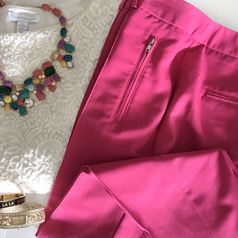 Asos pink trouser crop pant with zipper pockets