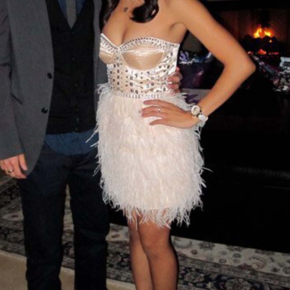 Asos Strapless Feathered Cocktail dress