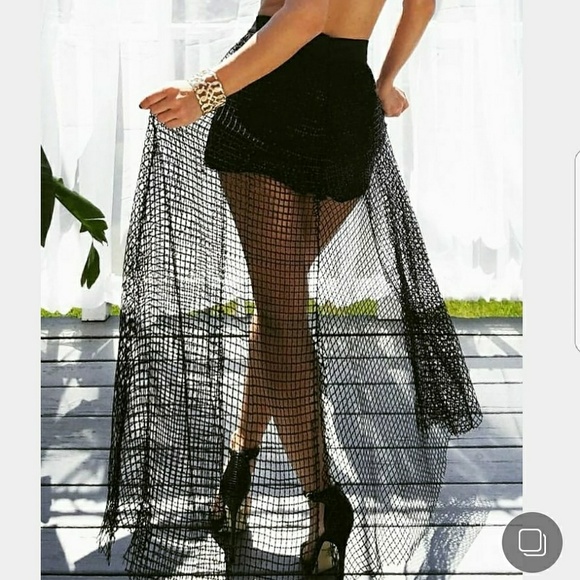 🔴LAST ONE🔴Sequin Netted Maxi Skort - Black - Picture 2 of 8