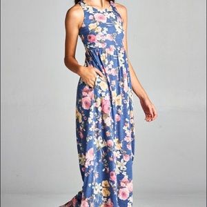 Blue Floral Maxi Dress