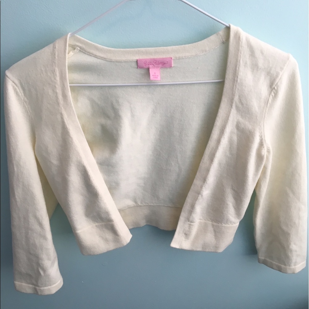 Lilly Pulitzer cropped cream cardigan