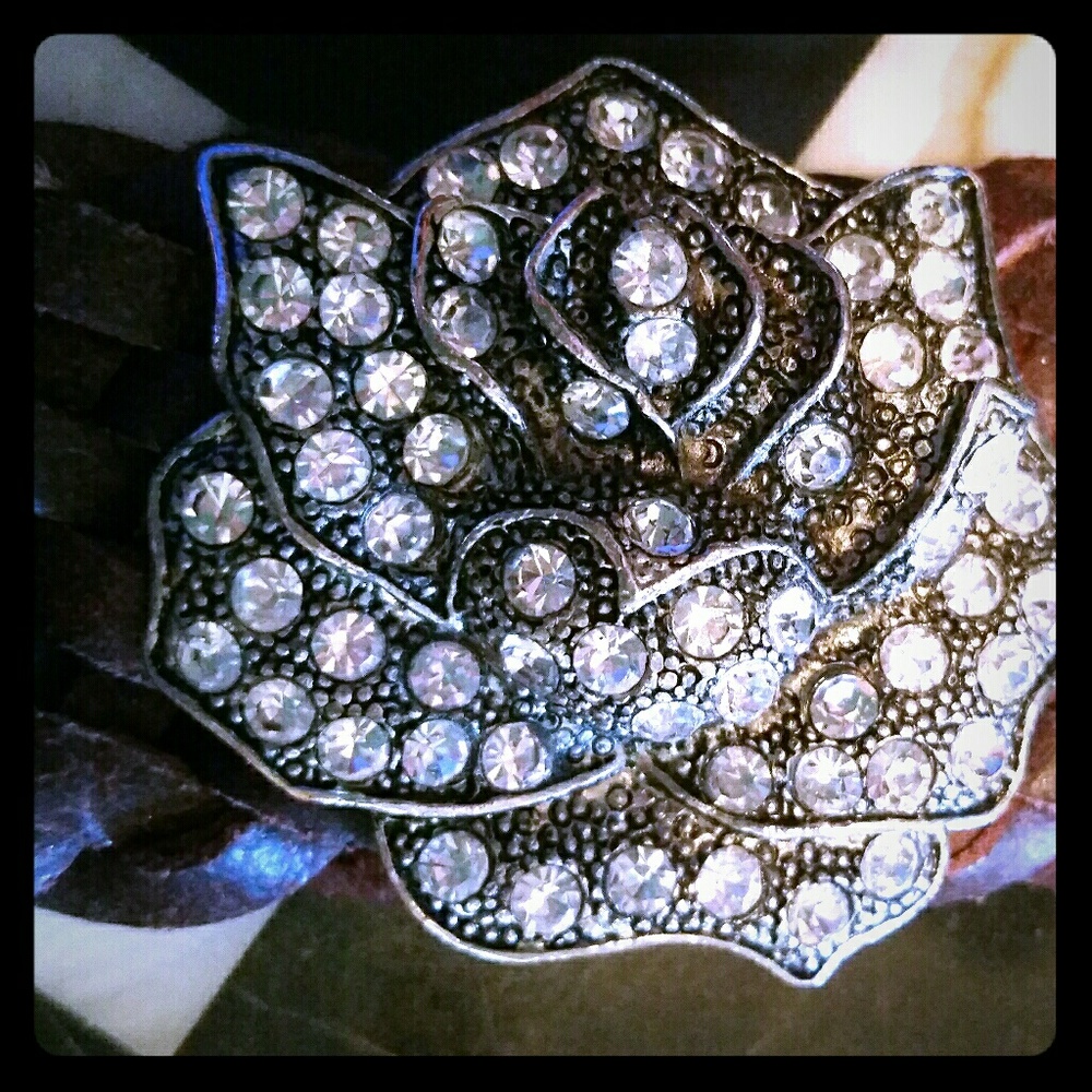 Leather and crystal bracelet