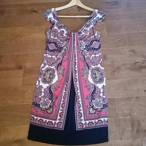 London Times - black and coral dress