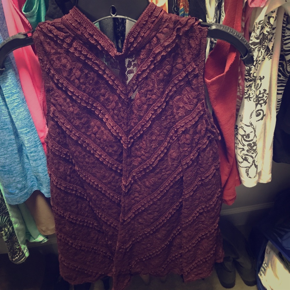 NWOT Maroon Lace Boutique Top