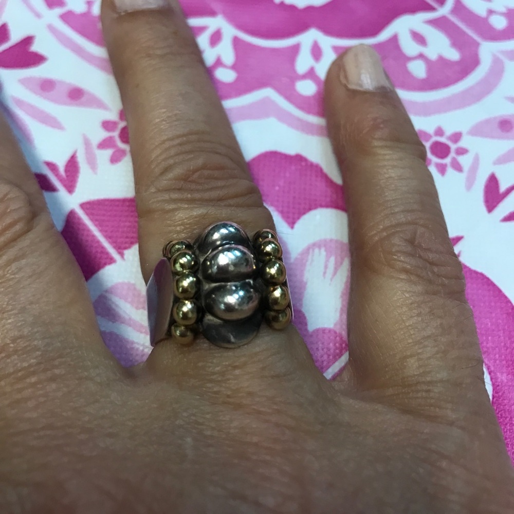 Lagos vintage caviar 18k and Sterling ring