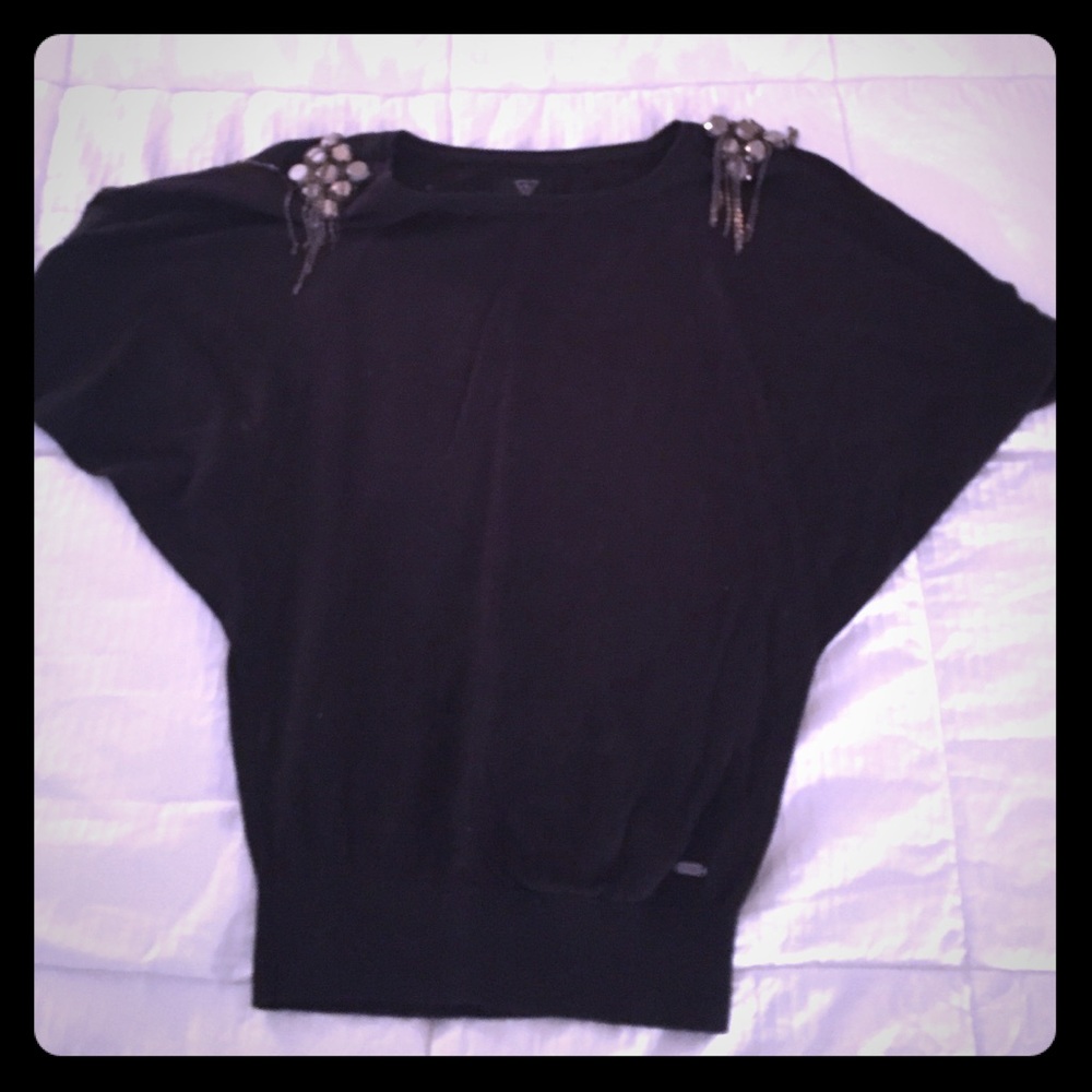 Guess Black Sweater with shoulder details