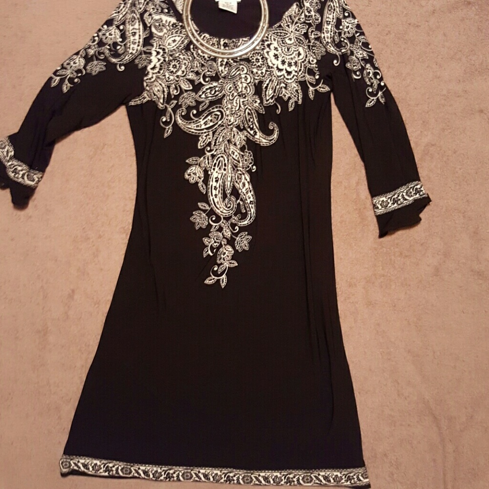 Black dress with white detailing