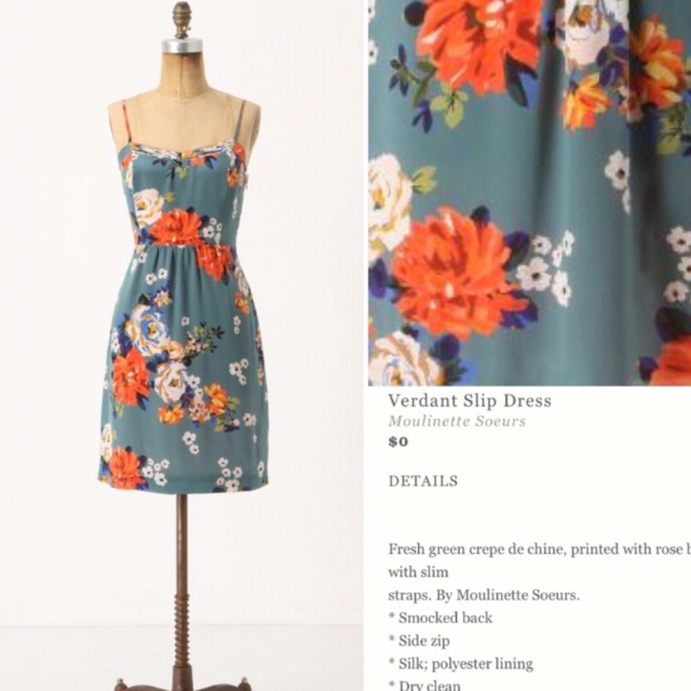 Moulinette Soeurs Floral Teal Anthropologie Dress