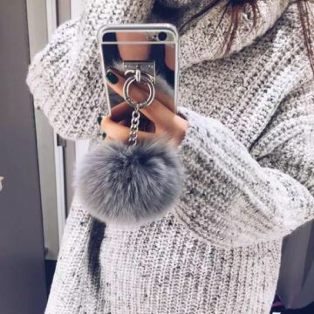 RABBIT TAIL ATTACHED TO MIRROR IPHONE CASE