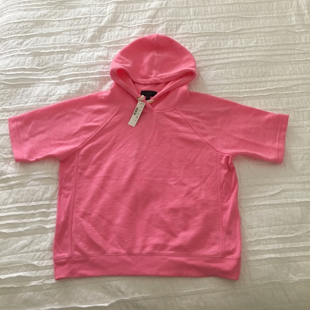J. Crew Neon pink short sleeved hoodie