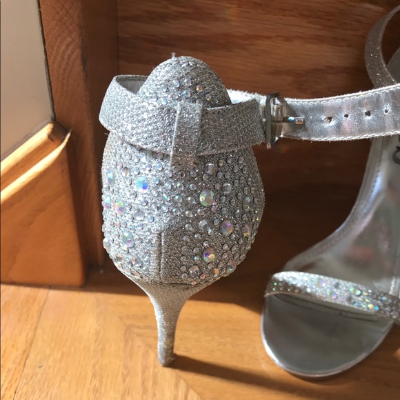 silver bedazzled heels