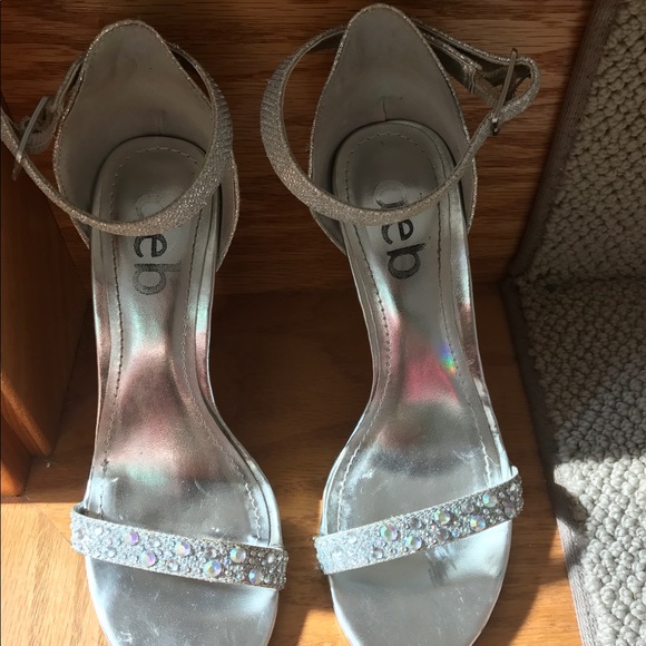 silver bedazzled heels