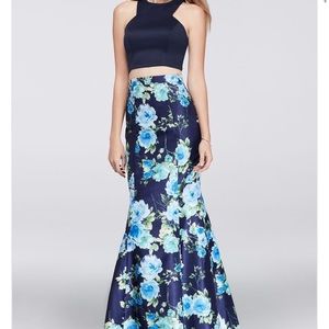 Crop Top and Floral Mermaid Two-Piece Dress
