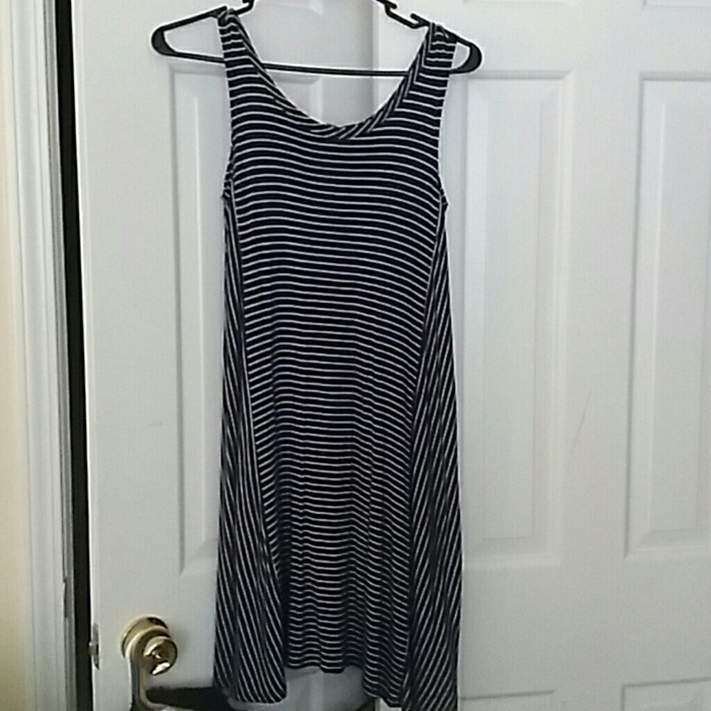 Navy and Cream Striped Swing Dress