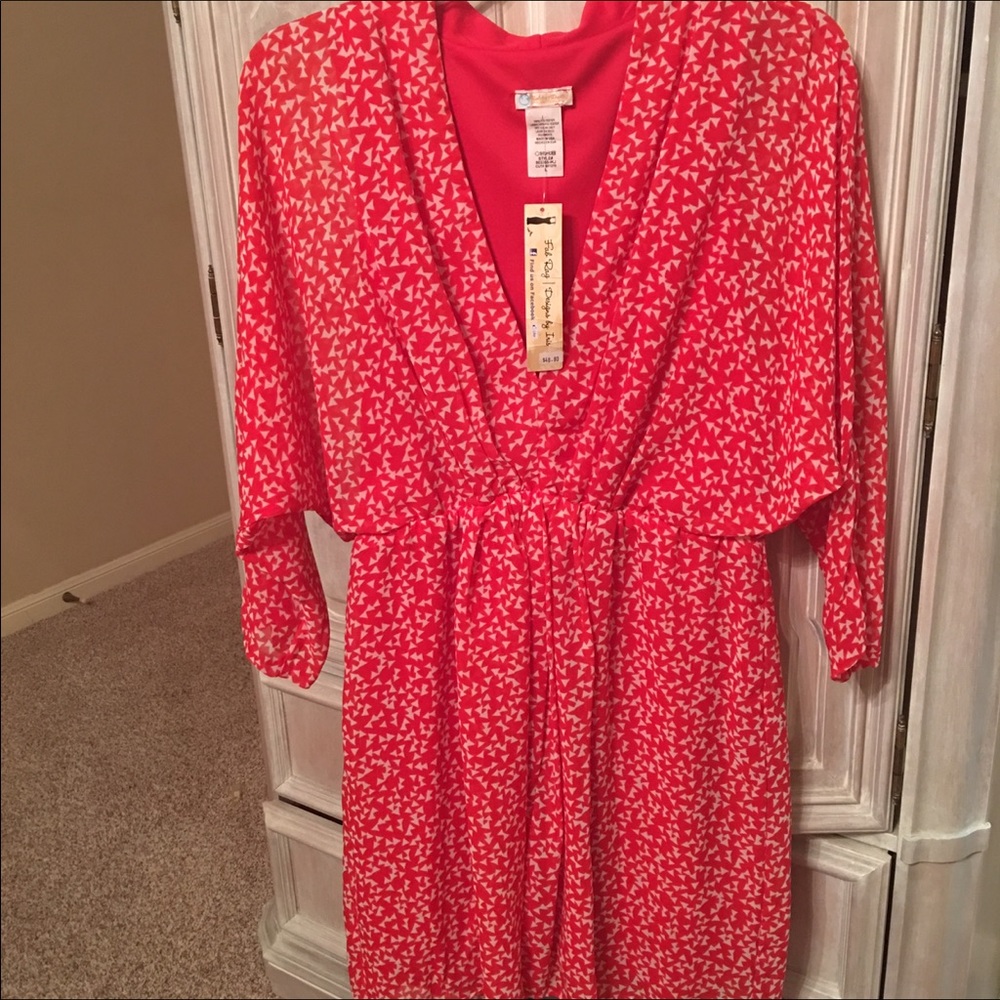 Red dress with V neck line