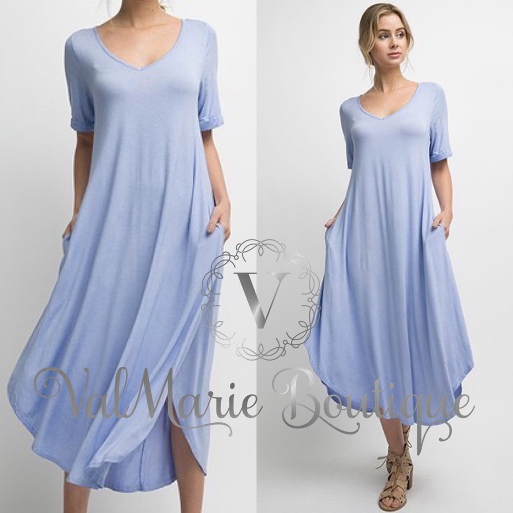 📍CLEARANCE📍Mega Soft Powder Blue Midi Dress - Picture 2 of 6