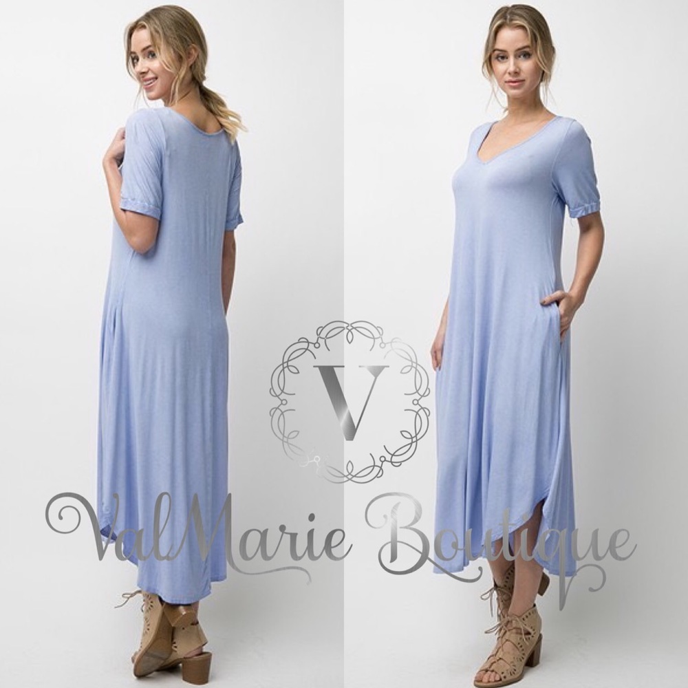 📍CLEARANCE📍Mega Soft Powder Blue Midi Dress - Picture 5 of 6