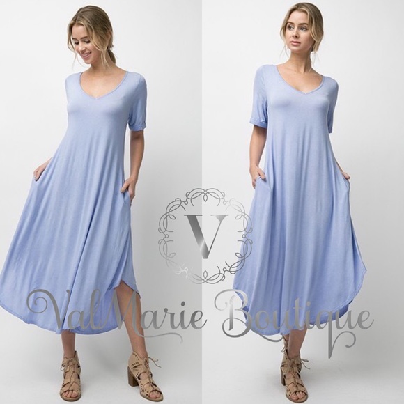 📍CLEARANCE📍Mega Soft Powder Blue Midi Dress - Picture 4 of 6