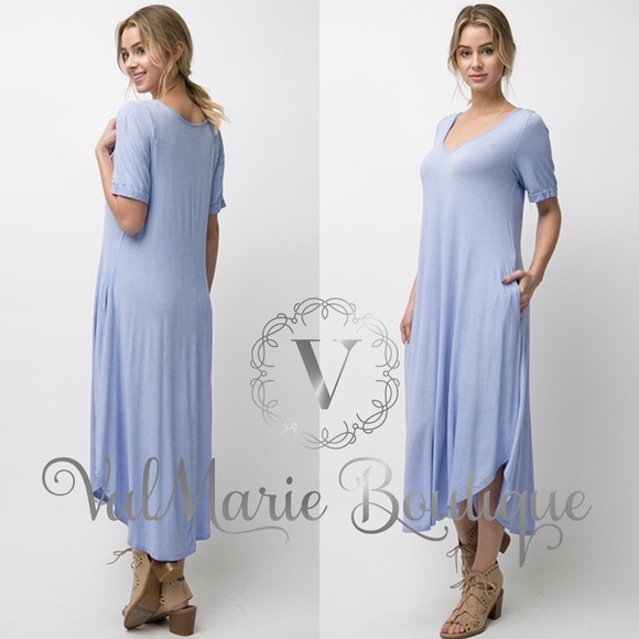 📍CLEARANCE📍Mega Soft Powder Blue Midi Dress - Picture 5 of 6