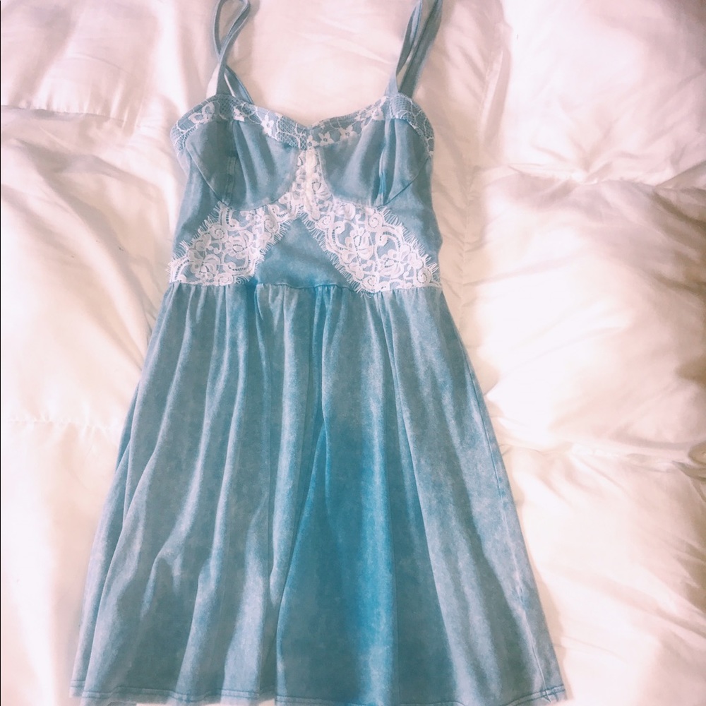 TOPSHOP blue dress with lace detail