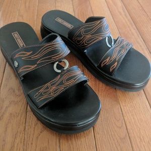 Harley-Davidson leather slides, sz 10