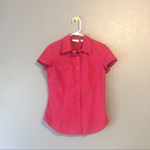 New York and Company Pink Collared Short Sleeve