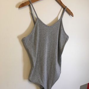 weekend soul gray ribbed bodysuit XL
