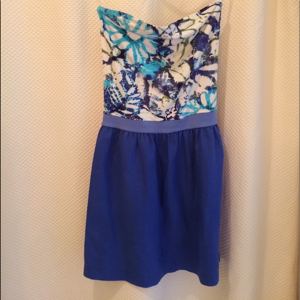 Just Like Honey strapless blue mini dress