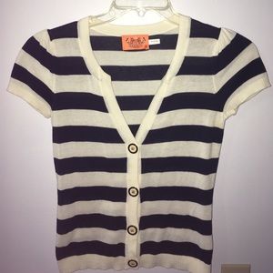 Juicy Couture navy and white striped cardigan.