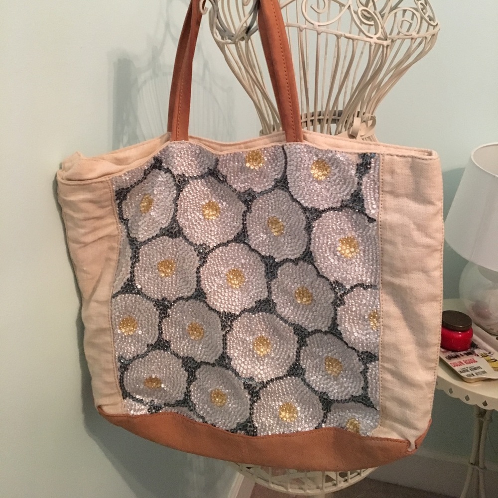 Anthropologie tote with sequin design!