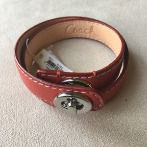 Coach red leather bracelet