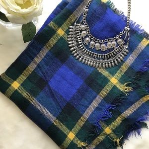 Blue plaid blanket scarf
