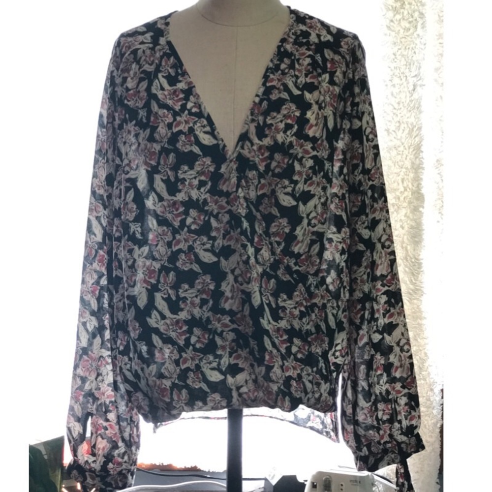 Lily black long sleeve crossover blouse