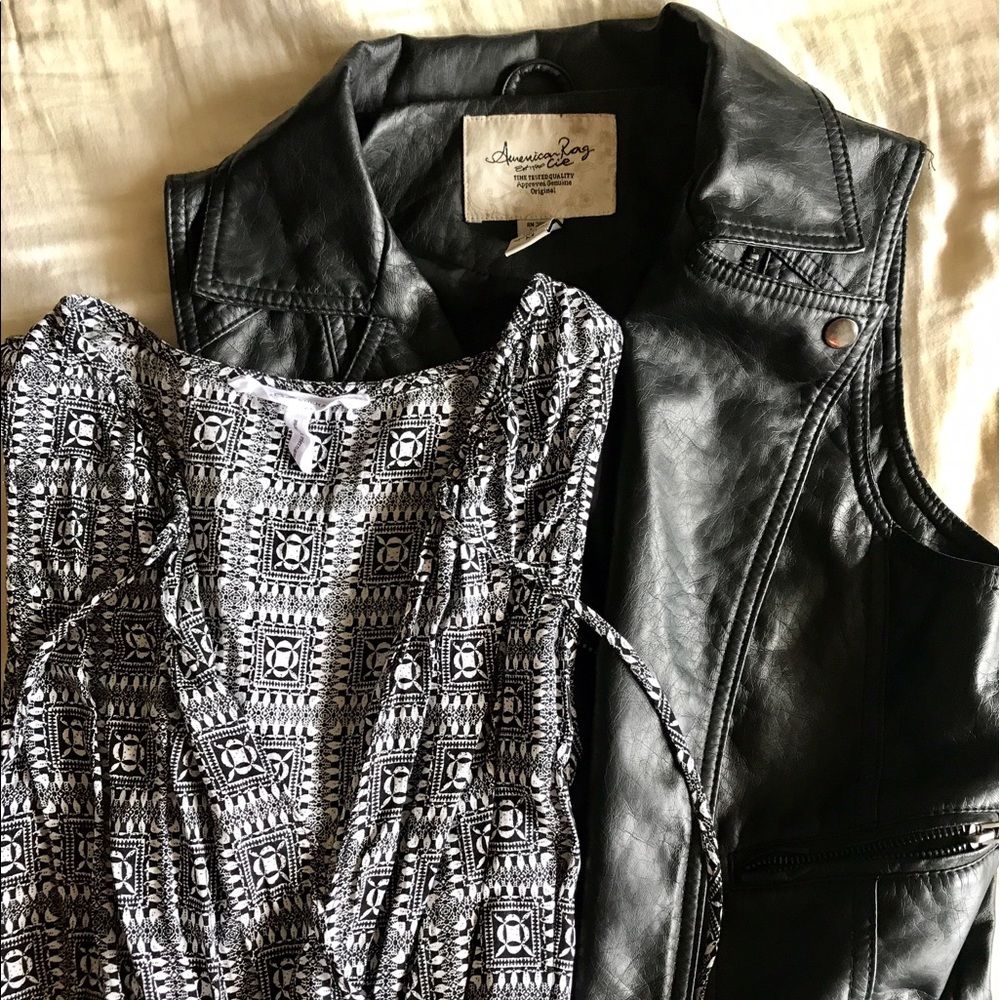 Black Leather Vest x Romper