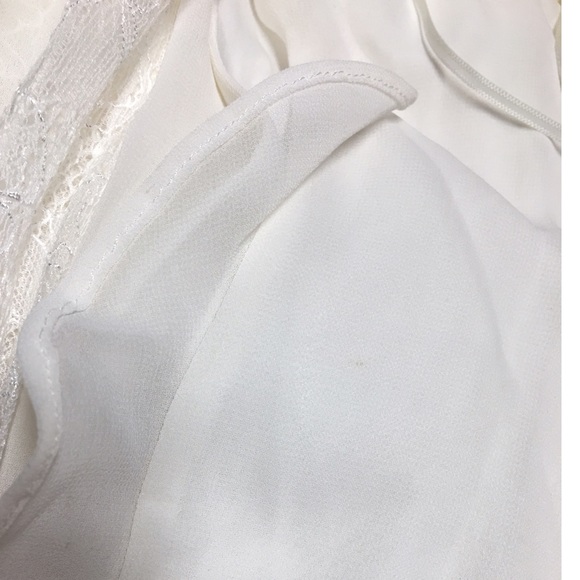 EXPRESS RUFFLE NECK LACE INSET MAXI PLUNGE DRESS - Picture 6 of 6