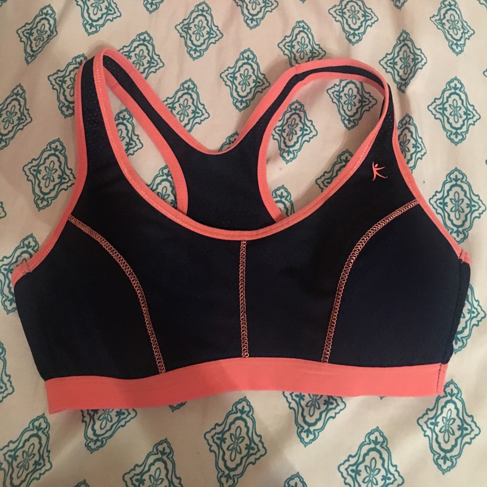 Dark blue and orange sports bra, perfect condition