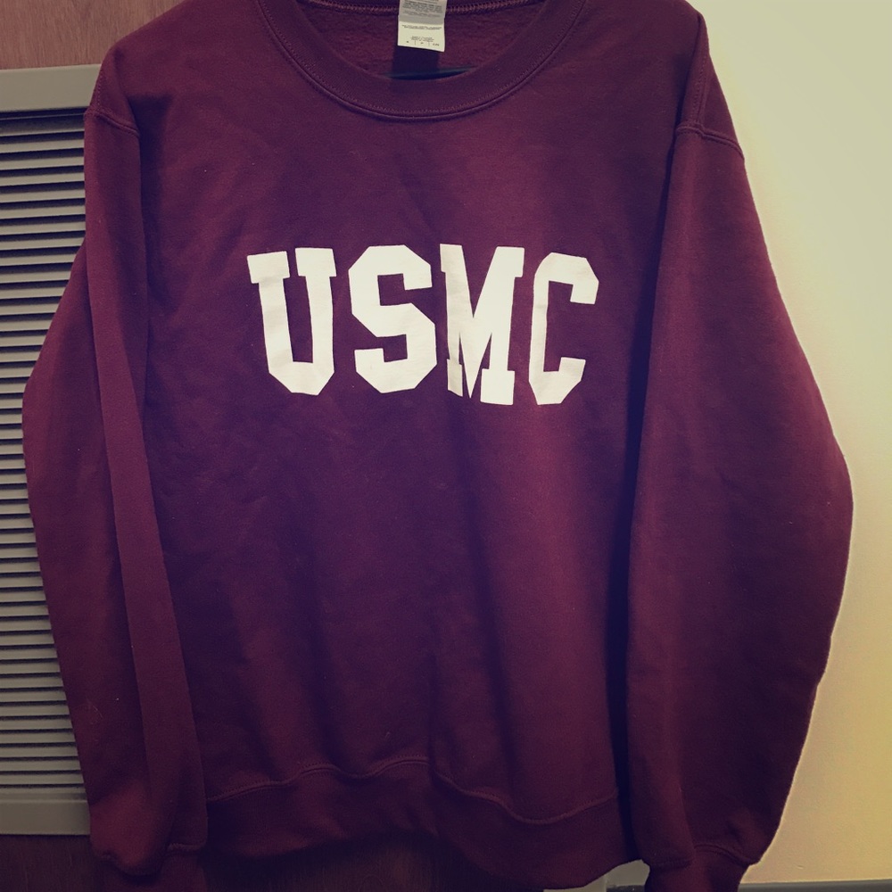 Burgundy USMC crew neck sweater- Small