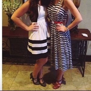 Black and off white A-Line dress