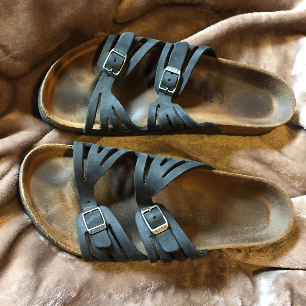 Black strap Birkenstocks