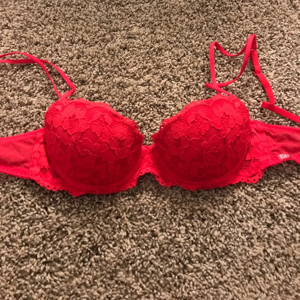 Pink lace bra