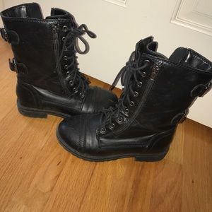 Black lace up combat boots