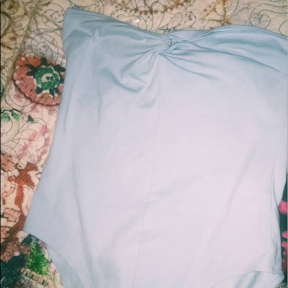 Sky blue body suit