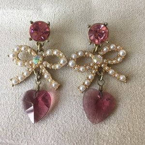 Betsey Johnson Bow and Heart earrings