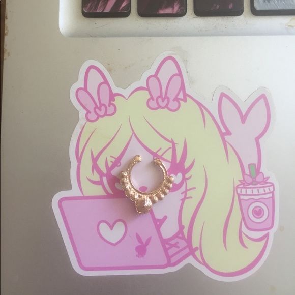 Pink Faux Septum Ring - Picture 2 of 4